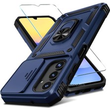 MTK Moveteck Samsung Galaxy A55 Kılıf Kamera Korumalı Sürgülü Yüzüklü Armor Military Zırh Tank Standlı + 9h Ekran Koruma Camı