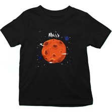 Darkhane Kızıl Gezegen Mars Siyah Unisex Çocuk Tişört T-Shirt