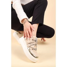 Garnili Taş Bağcıklı Sneakers BEJ