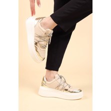 Garnili Taş Bağcıklı Sneakers BEJ