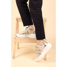 Garnili Taş Bağcıklı Sneakers BEJ