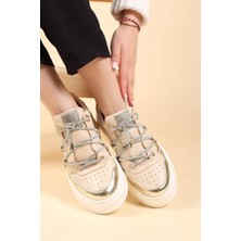 Garnili Taş Bağcıklı Sneakers BEJ