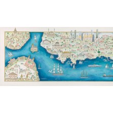 Benim Koleksiyonum Zehra Akdeniz - Panoramik Istanbul Tablosu 70X18 cm (Özgün Baskı 1/30 Imzalı)
