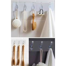 Ramdet 2 Adet Kendinden Yapışkanlı 5'li Şeffaf Mutfak Askısı Şeffaf Banyo Askısı Yapışkanlı Askı