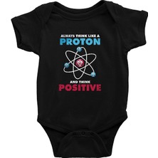 Darkhane Fizik Atom Proton Pozitif Siyah Unisex Bebek Body - Zıbın