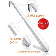 Namlar 65 cm Uzun Çelik Krom Metal Ayakkabı Çekeceği| Kerata| Çekecek| Çekçek| Çek Çek | Demir Çekecek