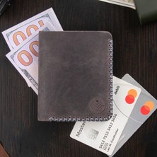 Vagave Haki Deri El Yapımı Premium Cüzdan Kartlık Erkek Cüzdan Gri