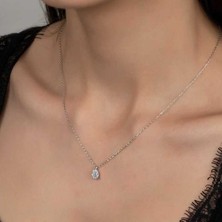 Gumush Swarovski Taşlı Gümüş Damla Tektaş Bayan Kolye