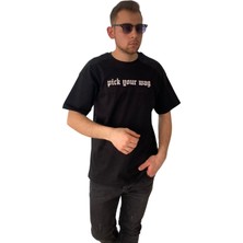 Original Unisex Bisiklet Yaka Pick Your Wag Baskılı Oversize T-Shirt