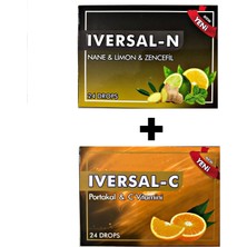 Iversal-N Iversal-C Pastil Portakal Ve C Vitaminli 2(Kutu) + Iversal-N Pastil Nane & Limon & Zencefil 2(Kutu)