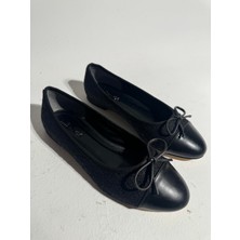 Eataly Shoes Cecile Siyah Siyah Ekose Desenli Babet