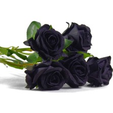 Yapay Buket Özel Siyah Gül 5 Adet 30 cm