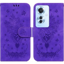 MY Boutique1 Oppo RENO11 F Kickstand Flip Pu Deri Kapak Kabartma Gül Çiçekler Için Kılıf (Yurt Dışından)