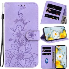 MY Boutique1 Oppo RENO11 F Kart Tutucu Manyetik Kabartmalı Zambak Kickstand Cüzdan Için Kılıf (Yurt Dışından)