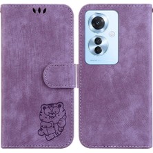 MY Boutique1 Oppo RENO11 F Için Kılıf Cüzdan Kılıf Flip Folio Kabartmalı Sevimli Kaplan Kartı (Yurt Dışından)