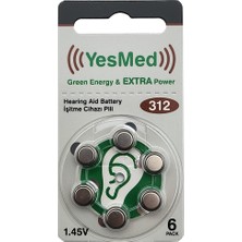 Yesmed Extra Power 312 Numara Işitme Cihazı Pili 1 Paket 6 Adet Pil + Yesmed Waxstop Filtre