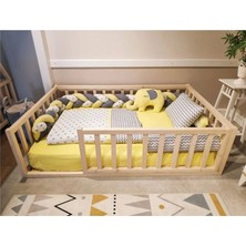 Baby Kinder Trendy Montessori Doğal Bebek ve Çocuk Karyolası 70 x 130 cm Ahşap Malzeme ile Tasarlandı