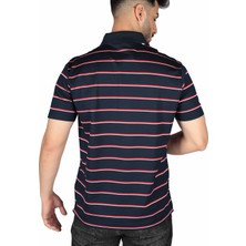 Paul & Shark Erkek Marka Logo Detaylı Çizgili Regular Fit Kısa Kollu Lacivert-Kırmızı Polo Yaka T-Shirt 23411277-261