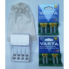 Varta  Şarj Edilebilir 2100MAH Aa Kalem Pil (4 ADET)+800 Aaa Ince(4 Adet)+Eımıll LED  Işık Göstergeli Otomatik Pil Şarj Cihazı