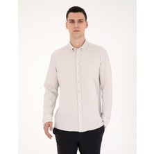 Pierre Cardin Erkek Bej Slim Fit Uzun Kollu Gömlek 50284109-VR011
