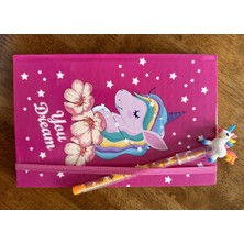 Gojoy Unicorn Temalı Lastikli Defter ve Yumurtlayan Kalem Seti