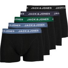 Jack & Jones Erkek Logolu Beli Lastikli 5'li Boxer Paketi - Solid