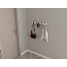 3 Boyutlu Hepsi Modern Duvar Kanca Askılık - 5 Adet Siyah Askılık - 60 cm Beyaz Mdflam - Model 102