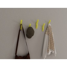3 Boyutlu Hepsi Modern Duvar Kanca Askılık - 5 Adet Sarı Askılık - Model 103