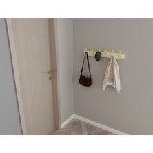 3 Boyutlu Hepsi Modern Duvar Kanca Askılık - 6 Adet Sarı Askılık - 70 cm Beyaz Mdflam - Model 103