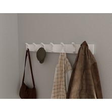 3 Boyutlu Hepsi Modern Duvar Kanca Askılık - 7 Adet Beyaz Askılık - 80 cm Beyaz Mdflam - Model 102