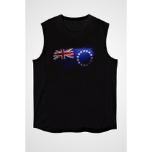 Darkhane Cook Adaları - Cook Islands Siyah Unisex Kolsuz Tişört Kesik Kol T-Shirt