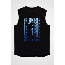 Darkhane Voleybol Siyah Unisex Kolsuz Tişört Kesik Kol T-Shirt