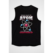 Darkhane Atom Siyah Unisex Kolsuz Tişört Kesik Kol T-Shirt