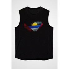 Darkhane Antigua Barbuda Siyah Unisex Kolsuz Tişört Kesik Kol T-Shirt