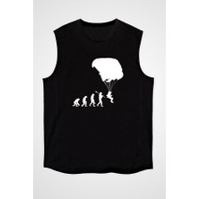 Darkhane Yamaç Paraşütü - Paragliding Siyah Unisex Kolsuz Tişört Kesik Kol T-Shirt