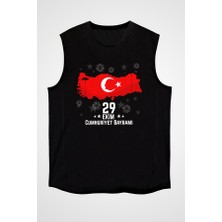 Darkhane 29 Ekim Cumhuriyet Bayramı Siyah Unisex Kolsuz Tişört Kesik Kol T-Shirt