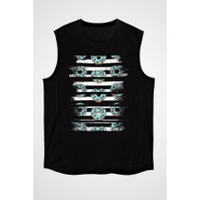 Darkhane Yaban Mersini Donut Siyah Unisex Kolsuz Tişört Kesik Kol T-Shirt