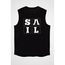 Darkhane Yelken Siyah Unisex Kolsuz Tişört Kesik Kol T-Shirt