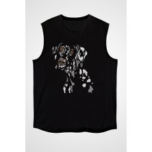 Darkhane Benekli Dalmaçyalı Siyah Unisex Kolsuz Tişört Kesik Kol T-Shirt