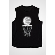 Darkhane Basketbol Siyah Unisex Kolsuz Tişört Kesik Kol T-Shirt