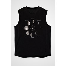 Darkhane Ay Siyah Unisex Kolsuz Tişört Kesik Kol T-Shirt