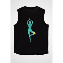 Darkhane Yoga Siyah Unisex Kolsuz Tişört Kesik Kol T-Shirt