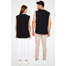 Darkhane Türkiye Siyah Unisex Kolsuz Tişört Kesik Kol T-Shirt