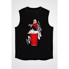 Darkhane Kahve Sevdası Fashion Siyah Unisex Kolsuz Tişört Kesik Kol T-Shirt