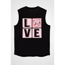 Darkhane Domuzcuk Sevgisi Siyah Unisex Kolsuz Tişört Kesik Kol T-Shirt