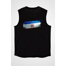 Darkhane Mari El Siyah Unisex Kolsuz Tişört Kesik Kol T-Shirt