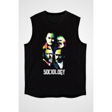 Darkhane Sosyologlar Siyah Unisex Kolsuz Tişört Kesik Kol T-Shirt