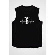 Darkhane Kaykay Siyah Unisex Kolsuz Tişört Kesik Kol T-Shirt