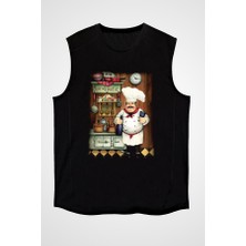 Darkhane Aşçı Şef Chef Siyah Unisex Kolsuz Tişört Kesik Kol T-Shirt