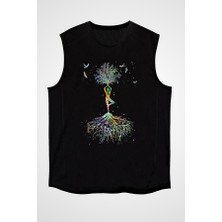 Darkhane Yoga Siyah Unisex Kolsuz Tişört Kesik Kol T-Shirt